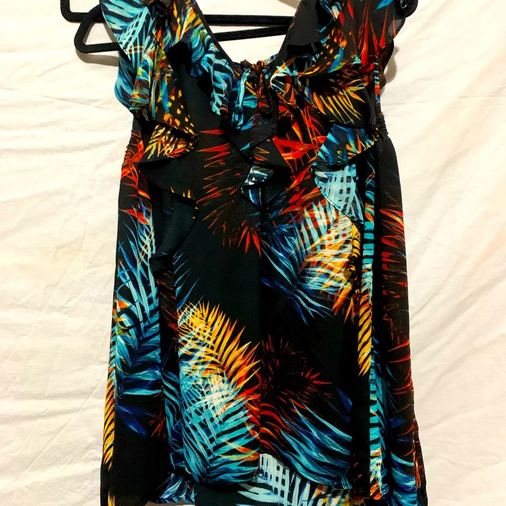 Worthington Palm Print Variety Colors Sleeveless Professional Blouse XL PreOwned